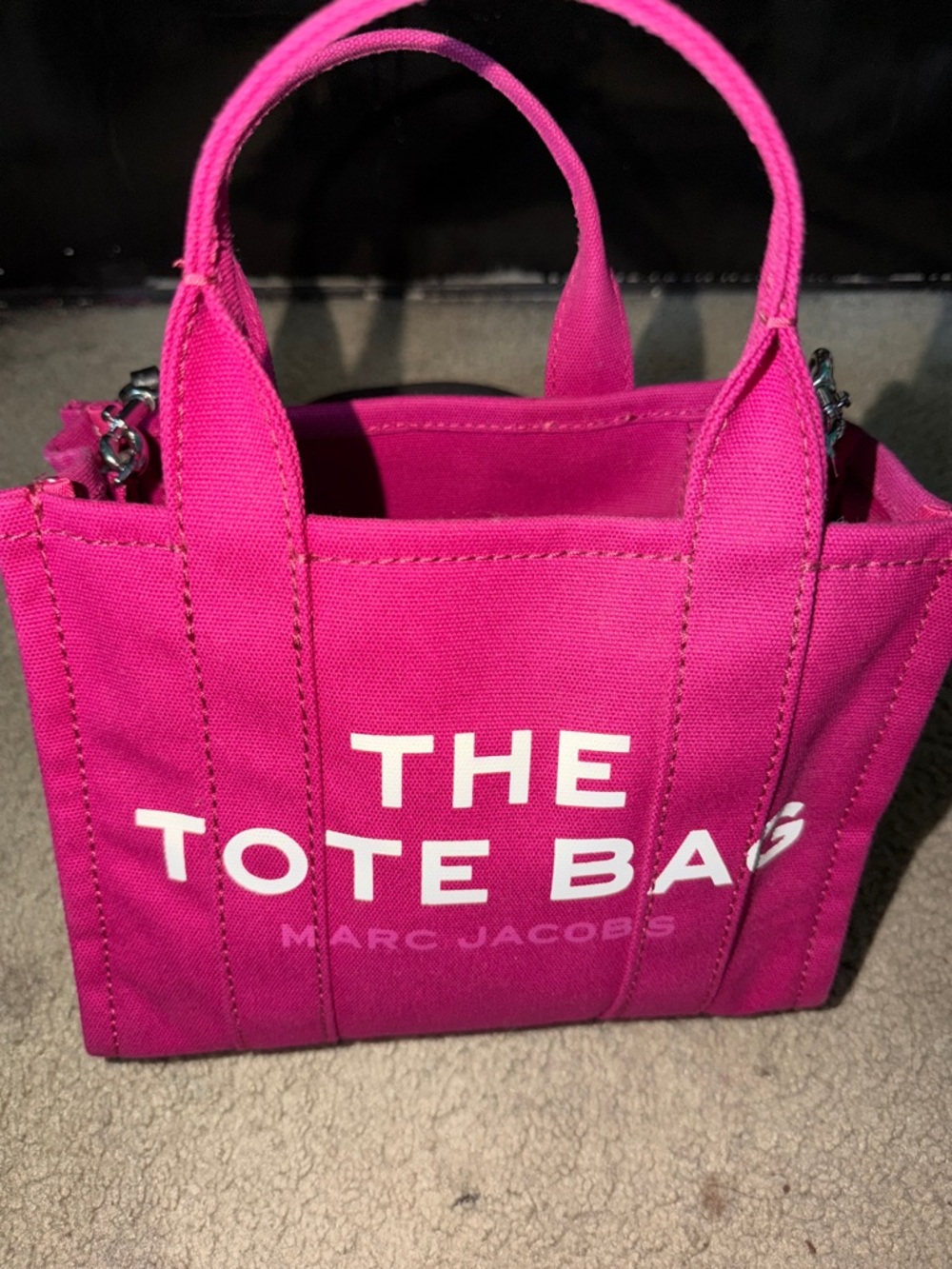 Marc Jacobs Canvas Tote in Hot Pink with White Logo